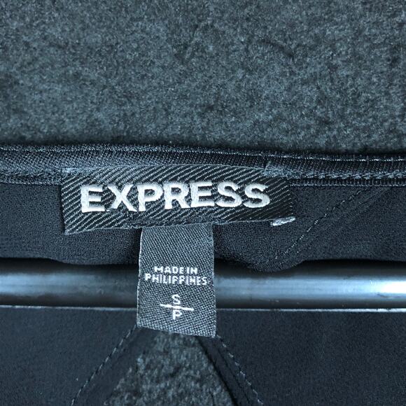 Express Womens Blouse Black White Lace Striped Sheer Tank Scoop Neck Stretch S - Picture 6 of 12